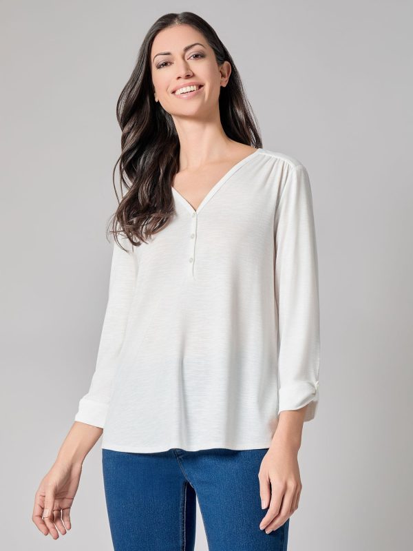 Y-Neck Blouse at Kasper Clothing