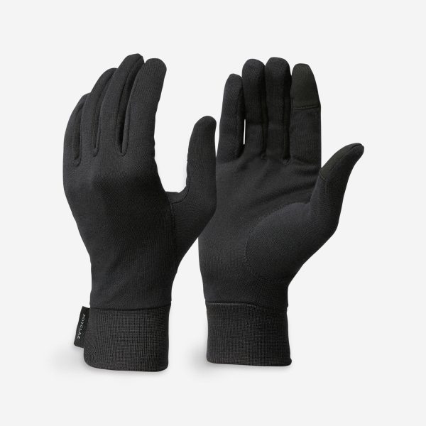 Quechua Adult MT500 Backpacking Silk Liner Gloves - Black / M at Decathlon America