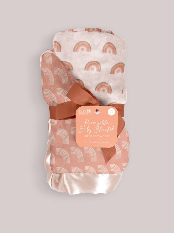Ultra-Soft Thick Reversible Baby Blanket - Be Kind Rainbows at JuJuBe