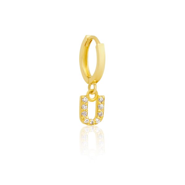 14k Solid Gold Initial Hoop at Girls Crew