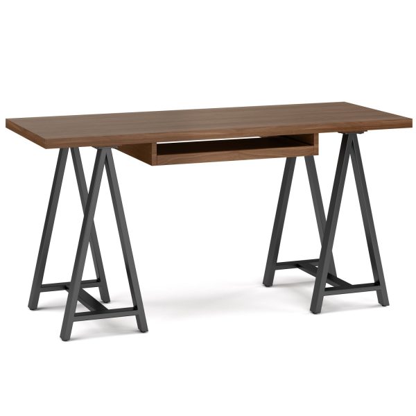 Sawhorse Solid Walnut Veneer and Metal Desk at simpli-home