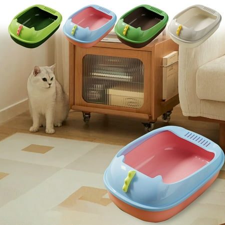 Wmkox8yii Pet Litter Box for Kitten Puppy Rabbit Cute Style Cat Litter Box Semi-Closed with High Sided and Filter Pedal Pet Toilet Cat Litter Pan Non-Splash Pet Supplies at Walmart.com