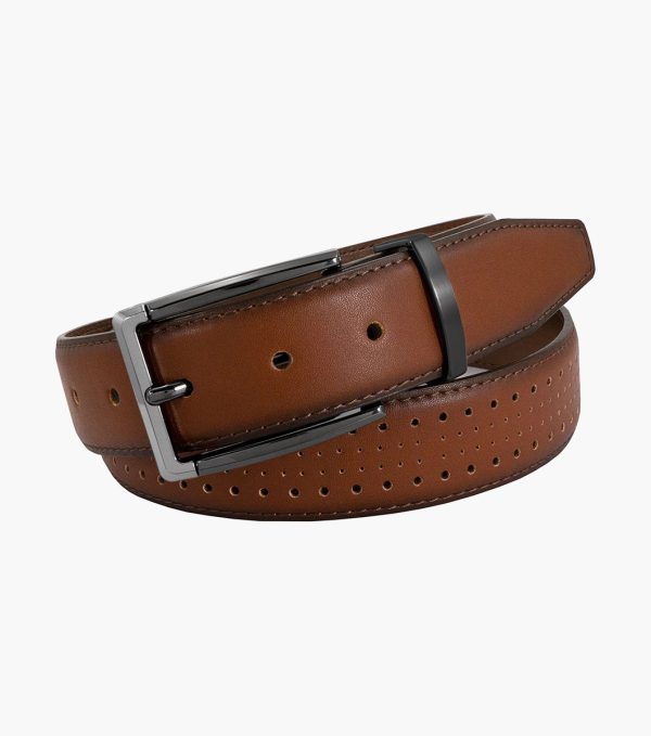 Stacy Adams Shoes Pacer Perf Leather Belt Cognac Size 36