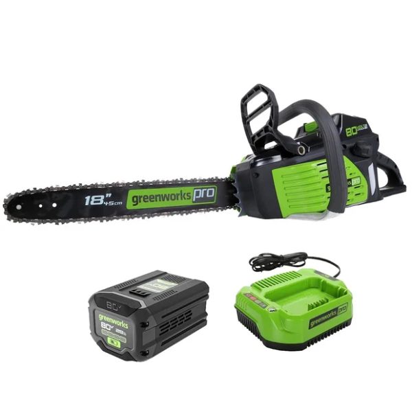 80V 18" Cordless Battery Chainsaw: 2.0 Ah Battery and Charger at Greenworks Tools