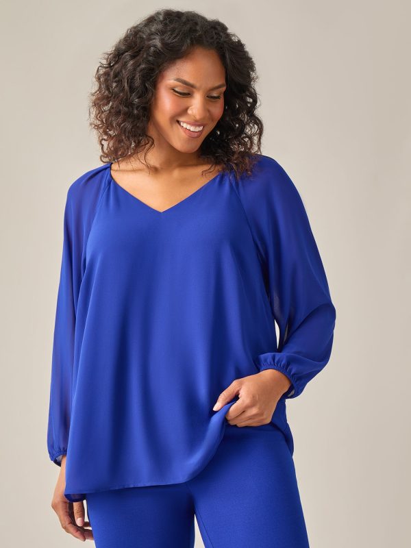 Raglan Sleeve Blouse, Royal Signature at Kasper Clothing