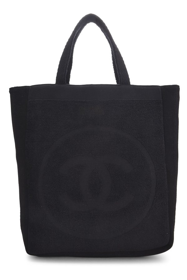 Women's Chanel Black Terry Cloth 'CC' Beach Set in Black at What Goes Around Comes Around
