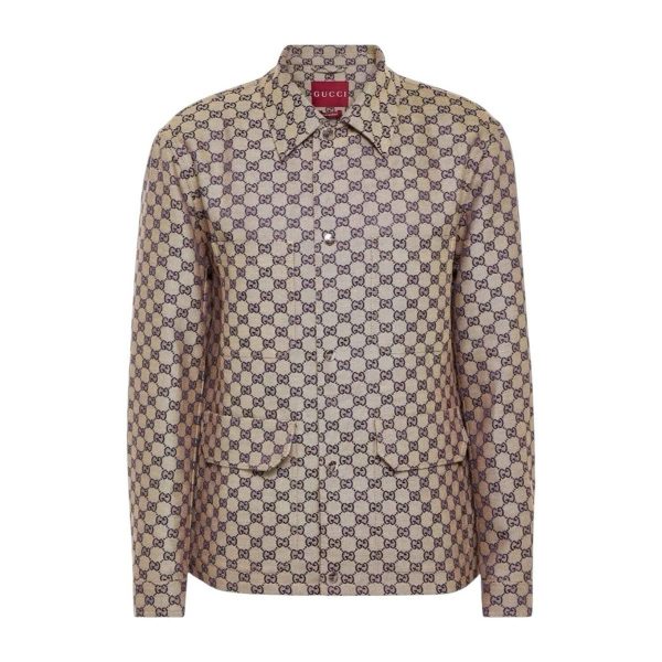 Gucci Gg Monogram-Print Four-Pocket Linen-Blend Jacket in Beige, Men's at Grailed