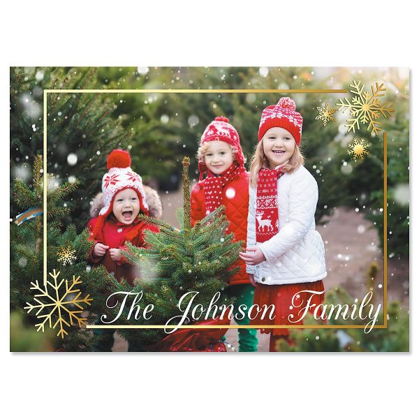Golden Snowflake Photo Christmas Cards - 40 at Current Catalog