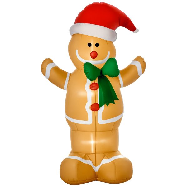 HOMCOM 6ft Christmas Inflatable Gingerbread Man, Outdoor Blow-Up Yard Decoration with LED Lights Display at Aosom.com