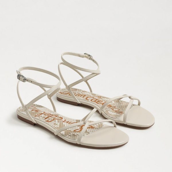 Ellina Strappy Flat Sandal Bright White Leather at Sam Edelman