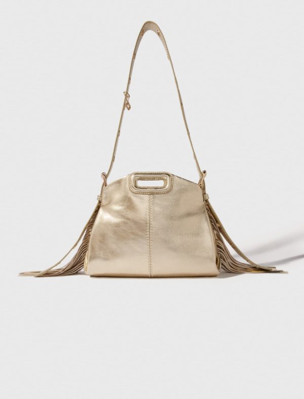 Metallic leather Miss M mini bag at Maje