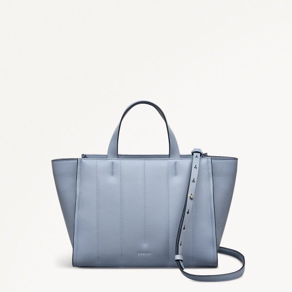 Smoke Blue Luxury Blue Leather Handbag Grab Oak Street Quilt SS25 Radley