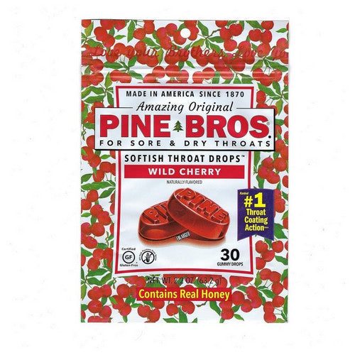 Pine Bros., Sore Throat Softish Drops Wild Cherry, 30 Count at Herbspro