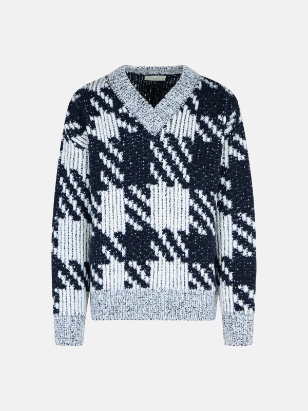 DRIES VAN NOTEN White And Navy 'Macao' Wool And Alpaca Sweater at VALICO