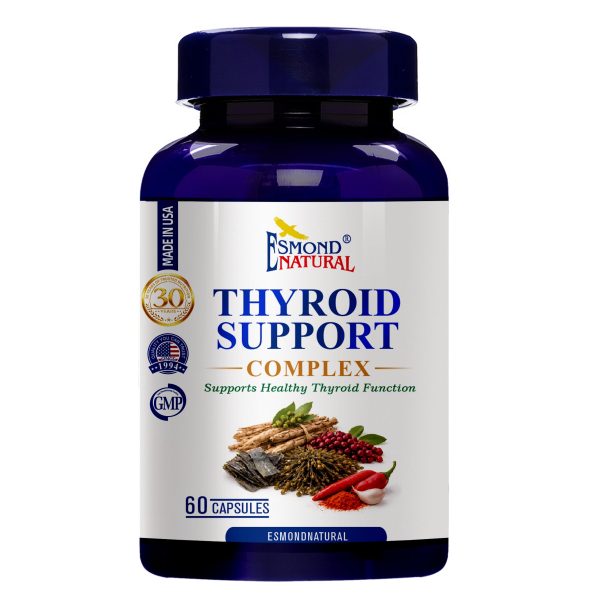 Thyroid Support Complex (Iodine, Selenium, Zinc & Herbal Blend with L-Tyrosine and Ashwagandha – Supports Healthy Thyroid Function & Metabolism), USA, FDA, GMP, NPAC-60 Capsules at Esmond Natural