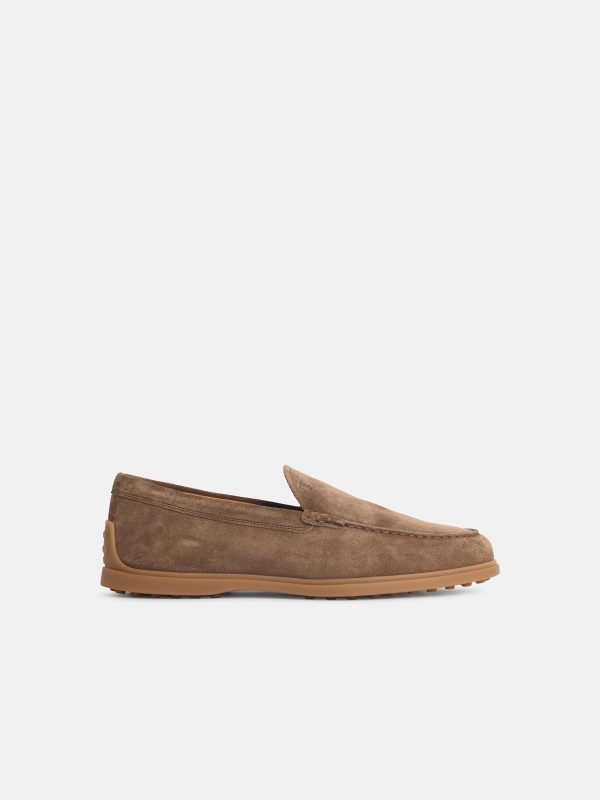 TOD'S Brown Suede Slipper Loafers at VALICO