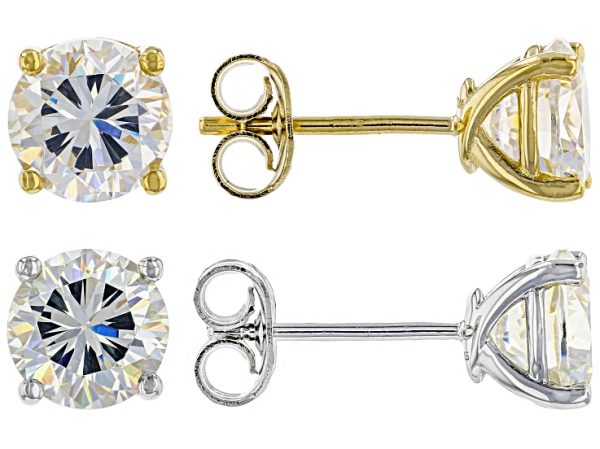 Strontium Titanate 18k Yellow Gold And Rhodium Over Sterling Silver Earrings Stud Set at JTV Jewelry