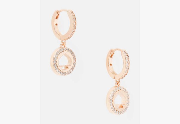Kate Spade Spot The Spade Pave Huggies, Rose Gold at Kate Spade Outlet