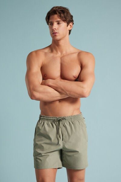 Intimissimi Mid-Length Solid Color Swim Trunks Man Green Size S