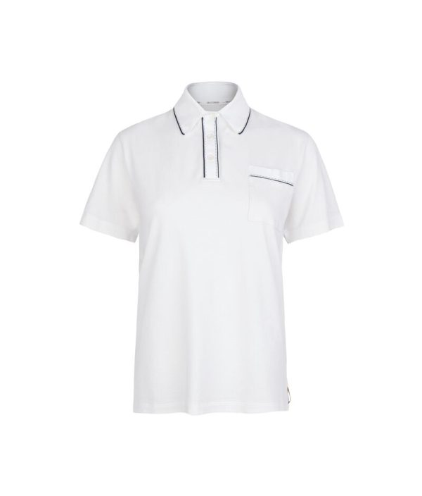 Falconeri Piqué polo shirt with knit collar Woman White Size LL