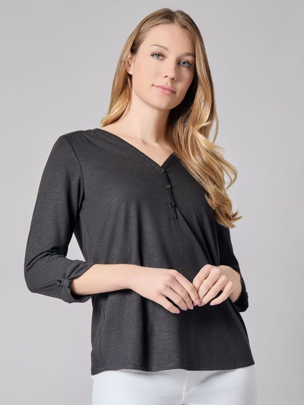 Y-Neck Blouse at Kasper Clothing