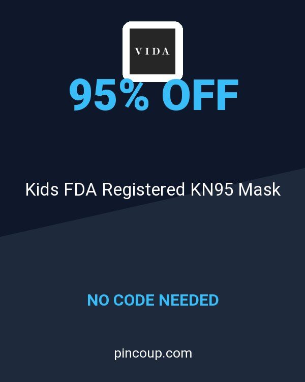 VIDA coupon: Kids FDA Registered KN95 Mask