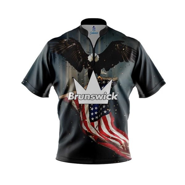 Brunswick American Eagle Quick Ship CoolWick Sash Zip Bowling Jersey XL at Coolwick.com