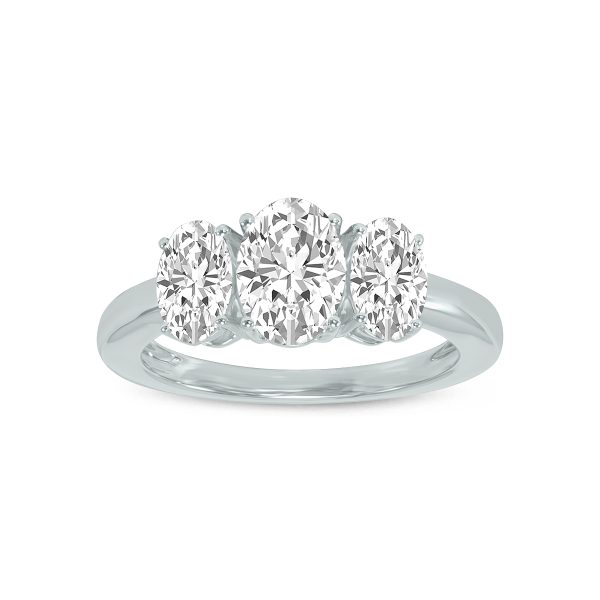 1.50 CTW Three Stone Oval Shape Lab Grown Diamond Ring in 14K White Gold at Szul.com