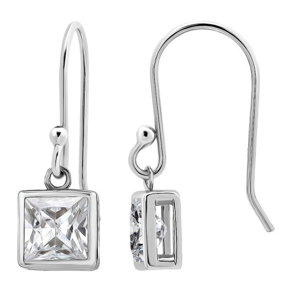 Aleure Precioso Sterling Silver Cubic Zirconia Square Cut Drop Earrings, Women's at Kohl's