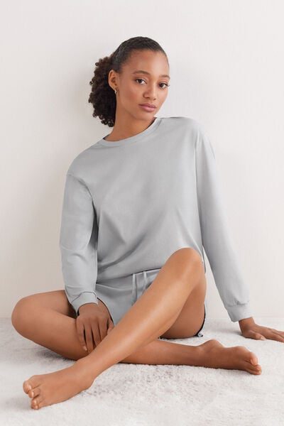 Intimissimi Elevated Cotton Long Sleeve Top in Cotton Woman Grey Size S