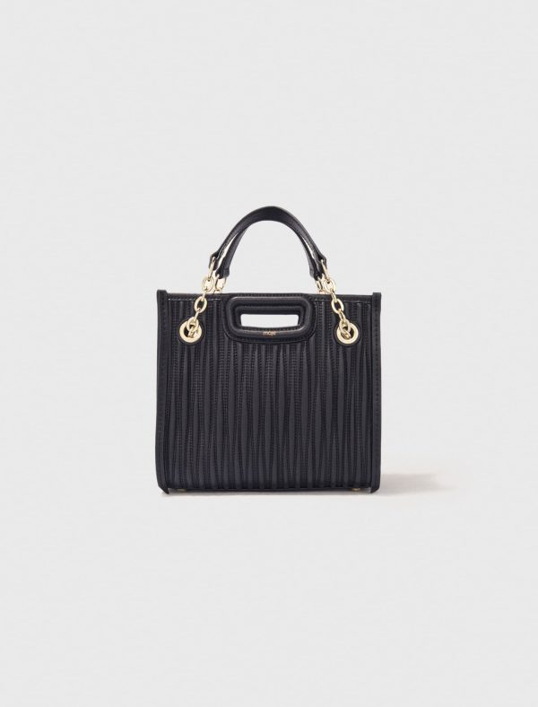 Mini quilted leather tote bag at Maje