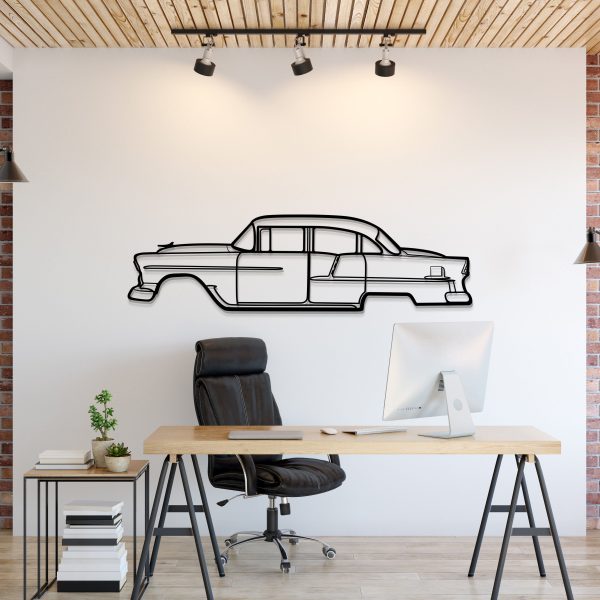 1955 Bel Air Metal Car Wall Art - MT0037 - 47" - 120 cm at Modello Turbo LLC