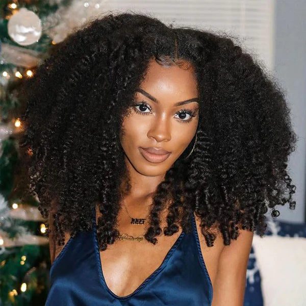 Flash Sale Ashimary 0 Skill Needed V Part Glueless Wig Short Bob Human Hair - V Part Wig / Kinky Curly / 10 at HONGKONG OSSILEE TRADING LIMITED