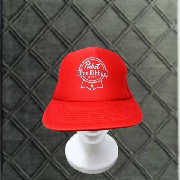 Vintage Pabst Blue Ribbon Hat Trucker Mesh Red Usa 80s Mens, Men's at Grailed