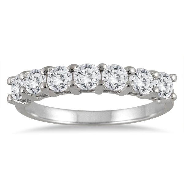 1 Carat TW Seven Stone Diamond Wedding Band in 14K White Gold at Szul.com