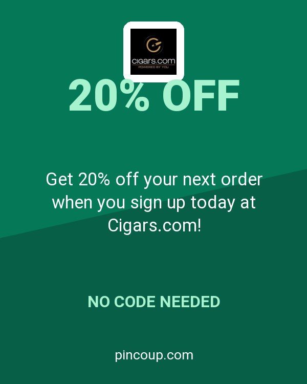 Get 20% off your next order when you sign up today at Cigars.com!