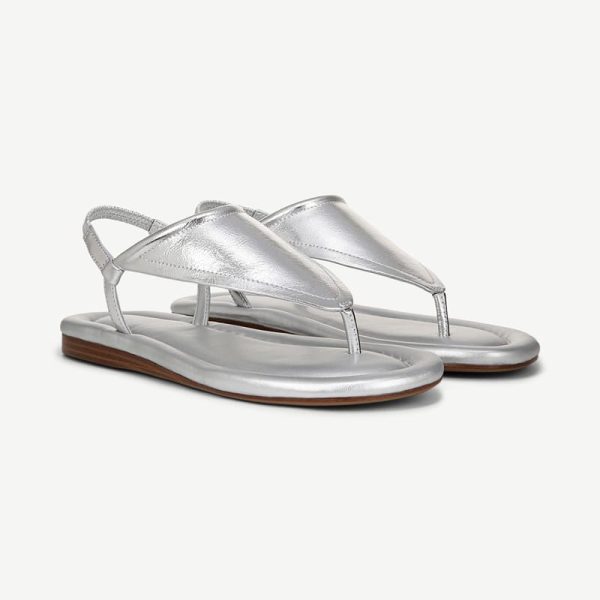 Franco Sarto Shoes Franco Jocelyn Slingback Sandals (Silver Faux Leather) 7.5 M Open Toe, Wedge Heels