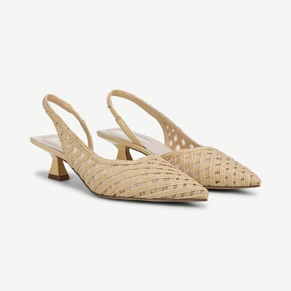 Sarto By Franco Sarto Sarto Devin Slingback Pump (Natural Beige Faux Raffia) 9.5 M Pointed Toe