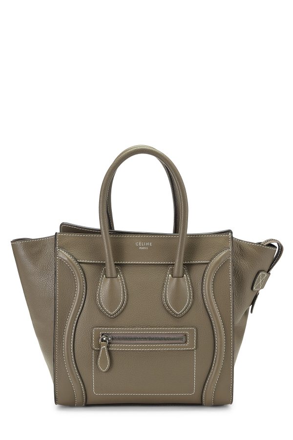 Women's Céline Grey Drummed Calfskin Luggage Micro in Grey Micro at What Goes Around Comes Around