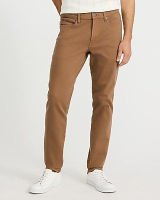 Men's Slim Brown 5 Pocket Express Traveler Pant in Brown Butter