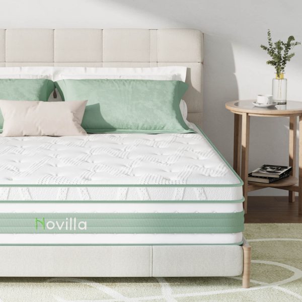 Novilla Affordable Organic Mattress | Buoyant Hybrid Mattress | Contouring Comfort | 12'' Queen