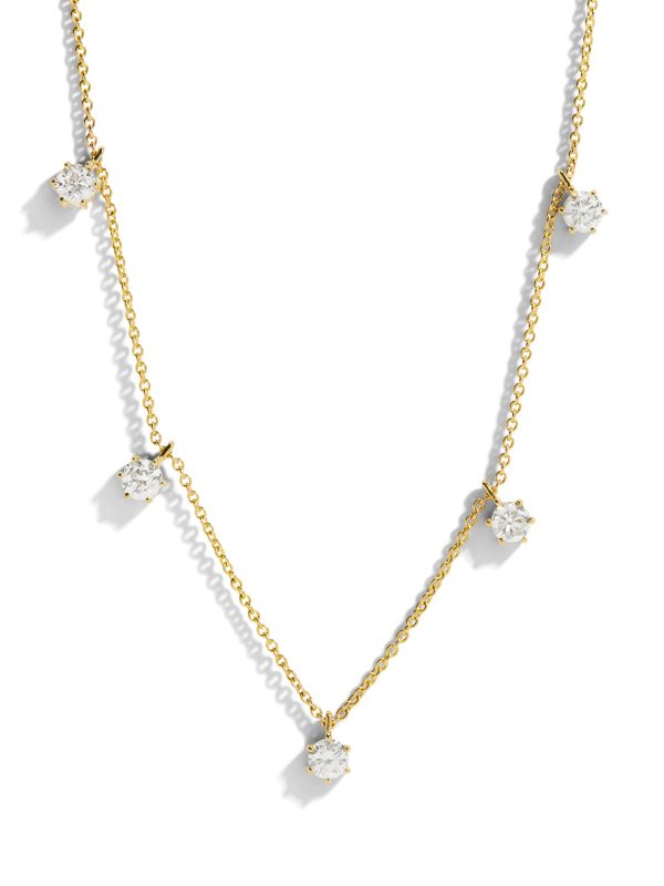 Large Floating Diamond Yellow Gold Necklace at YLANG23