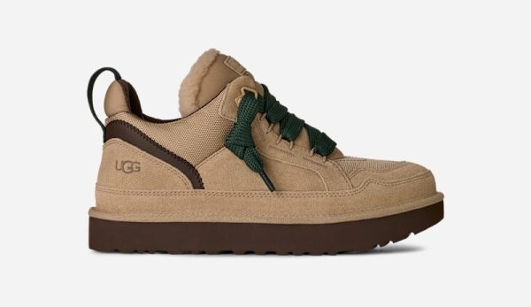 UGG® Men's Lowmel Suede/Textile/Recycled Materials Shoes in Mustard Seed/Molasses, Size 15