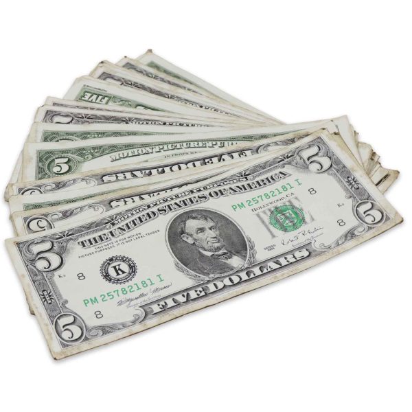 $5 RealAged® 1990 Series Bills - 500 Bills at Prop Money Inc.