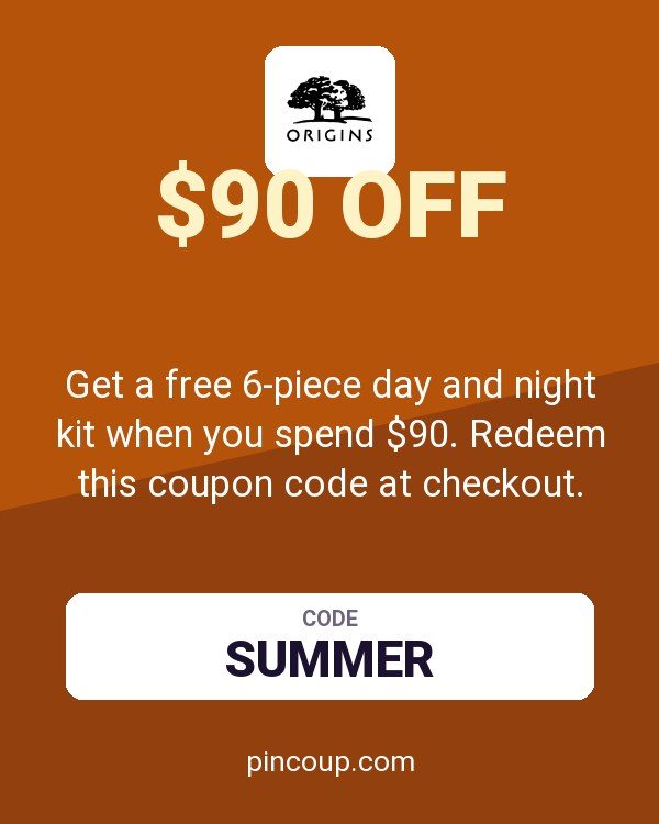 Origins Online: Get a free 6-piece day and night kit when you spend $90. Redeem this coupon code at checkout.