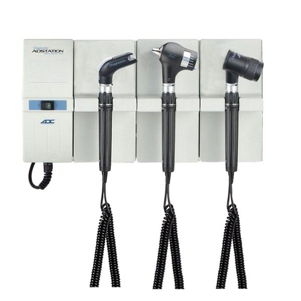 ADC Adstation 5681-56 3.5V Wall PMV Otoscope/Throat Illuminator/Dermascope Diagnostic Set - Xenon Otoscope/LED Throat Illuminator/LED Dermascope at MFI Medical