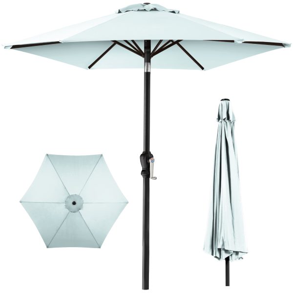 Outdoor Steel Market Patio Umbrella Decoration w/ Tilt, Crank Lift - 10ft - Baby Blue at Best Choice Products