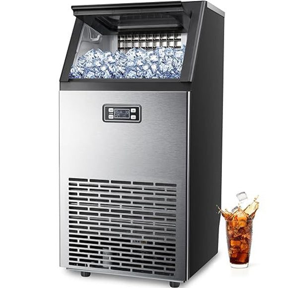COWSAR Commercial Cube Ice Maker 100/200/265lbs/24H, 33lbs Storage Bin - 100 LBS Upgrate Stainless Steel at Kismile
