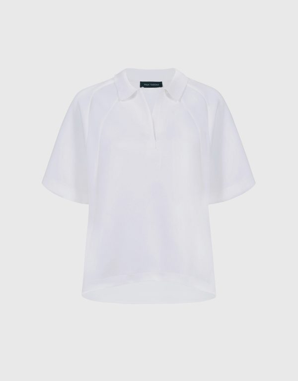 Pink Tartan Boxy Air Knit Polo Shirt - XS at IFCHIC