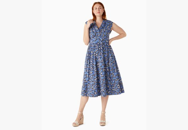 Kate Spade Poplin Bow Butterfly Print Dress, Blue - 0 at Kate Spade Outlet